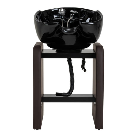 Omega Nautica brown hairdressing wash unit with sink and chair for salon use, featuring modern design and ergonomic comfort.