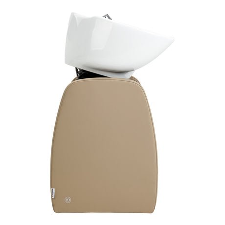 Omega Aqualina beige hairdressing wash unit with sink and adjustable chair for professional salon use