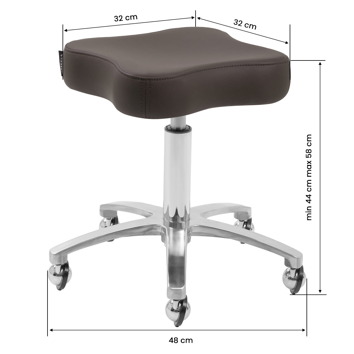 Brown Omega Supremo swivel stool with a cushioned seat and metal base, designed for comfort and style.