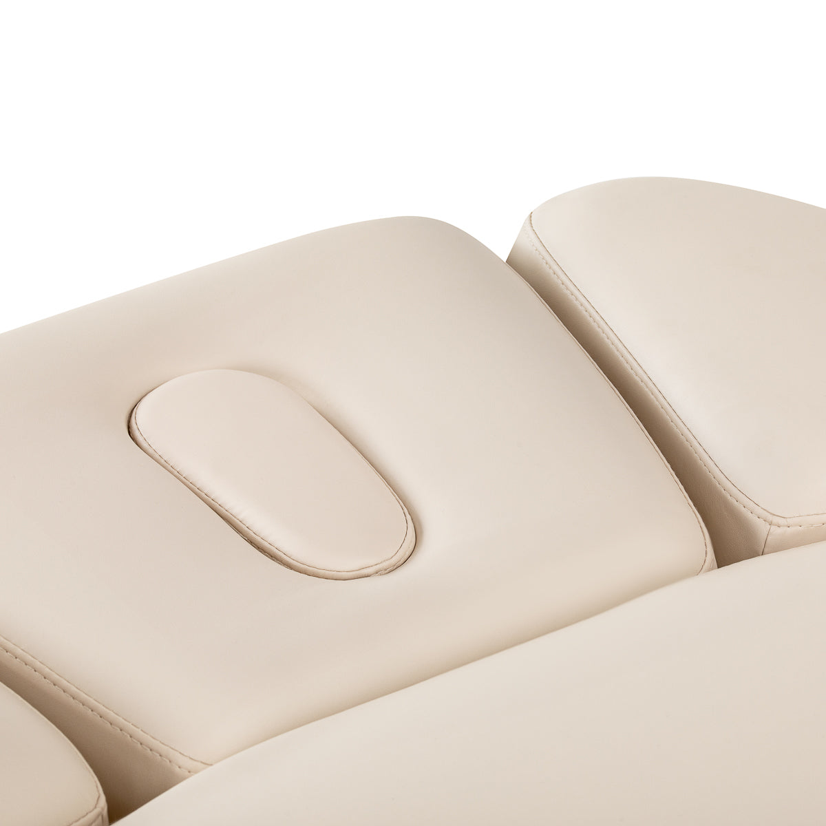 Cream-colored SPA lounger Sillon Relax with black base, designed for beauty salon furniture, ideal for relaxing treatments.