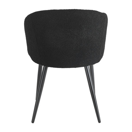 4RICO Asola black sherpa chair with rounded backrest and black metal legs