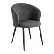 4RICO Asola grey sherpa chair with rounded backrest and black metal legs