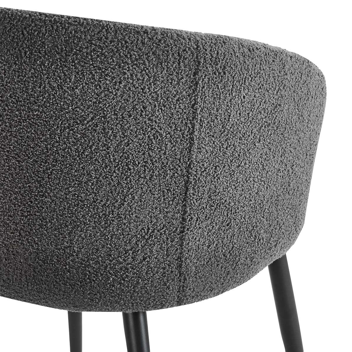 4RICO Asola grey sherpa chair with rounded backrest and black metal legs