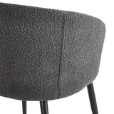 4RICO Asola grey sherpa chair with rounded backrest and black metal legs