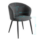 4RICO Asola grey sherpa chair with rounded backrest and black metal legs
