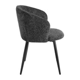 4RICO Verso black sherpa chair with contoured backrest and black metal legs