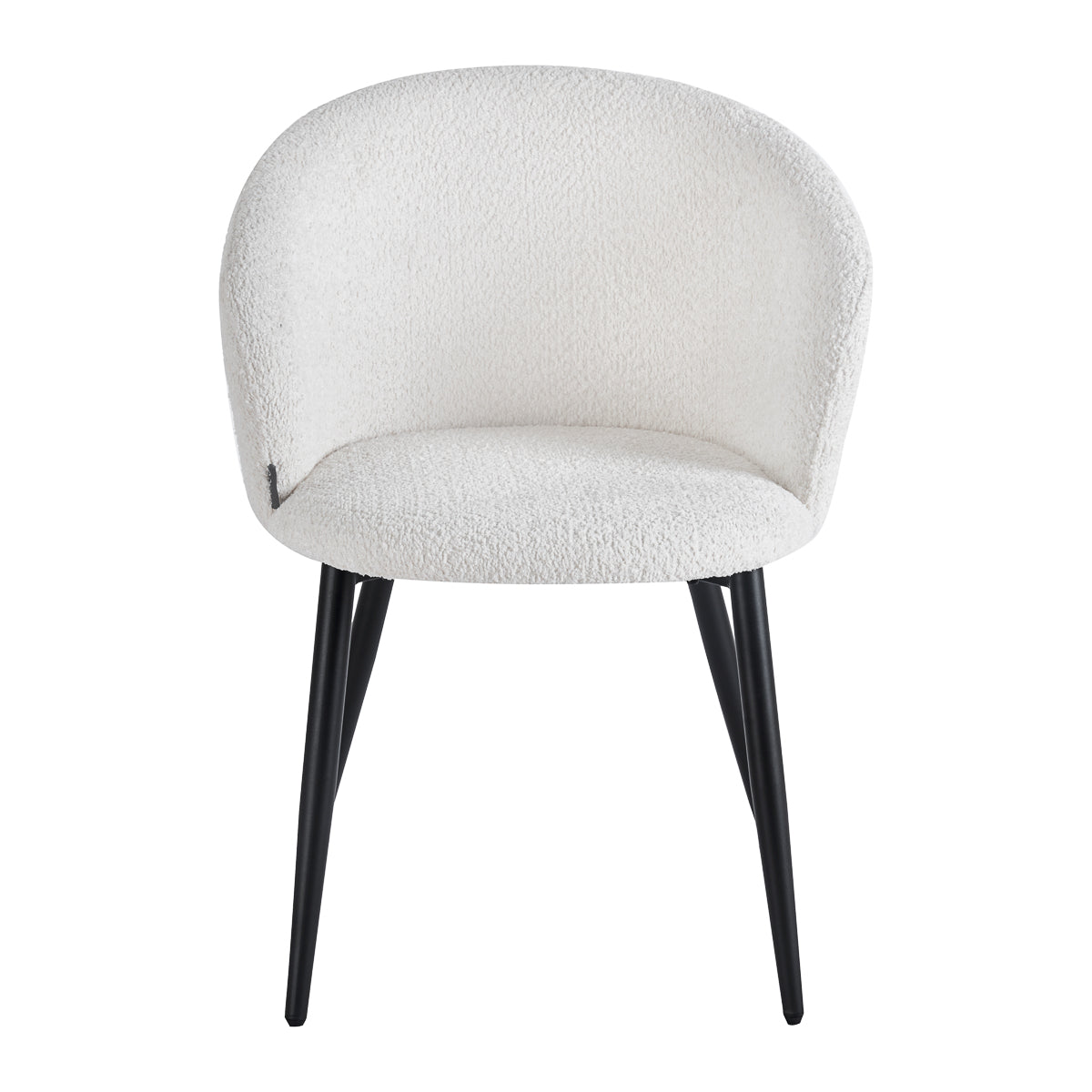 4RICO Verso white sherpa chair with contoured backrest and black metal legs