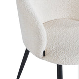 4RICO Verso white sherpa chair with contoured backrest and black metal legs