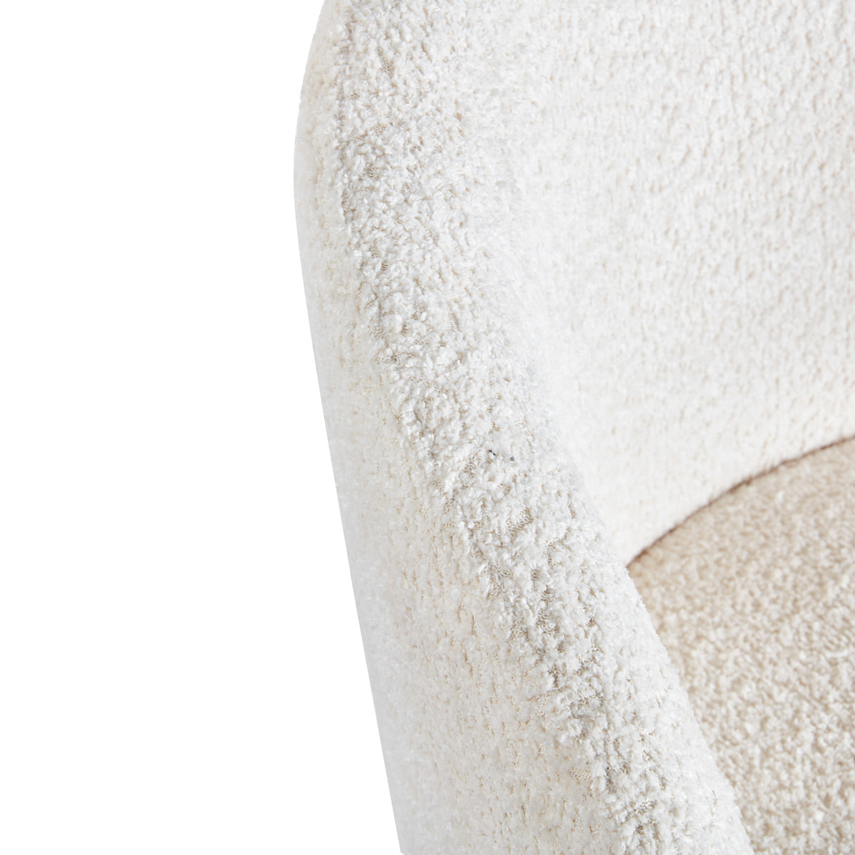 4RICO Verso white sherpa chair with contoured backrest and black metal legs