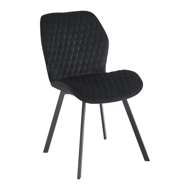 4RICO Vetro black velour chair with stitched backrest and black metal legs