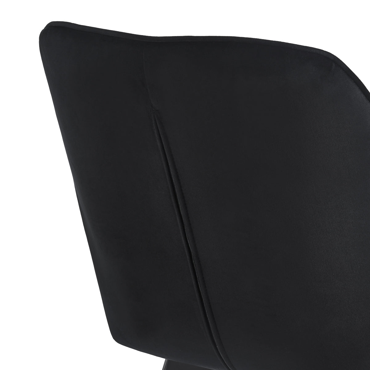 4RICO Vetro black velour chair with stitched backrest and black metal legs