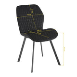 4RICO Vetro black velour chair with stitched backrest and black metal legs