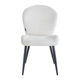 4RICO Lucente white sherpa chair with profiled backrest and black metal legs