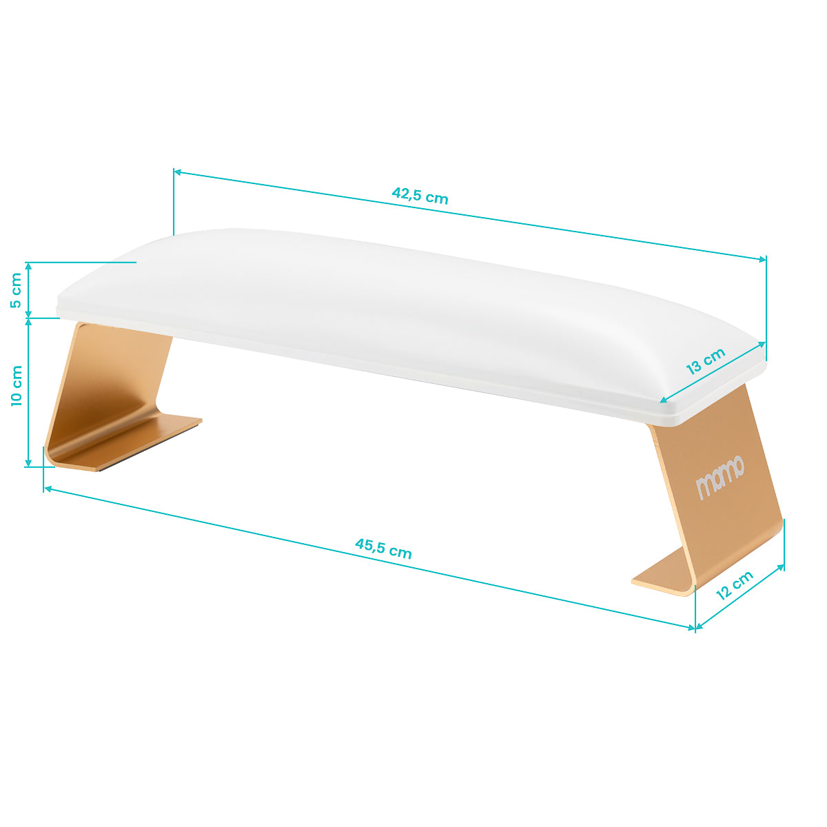 White Manicure Support Momo 7-M from MOMO, a sleek beauty salon furniture piece with padded surface and ergonomic design.