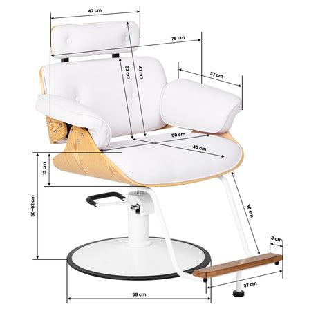 Gabbiano Florence hairdressing chair dimensions and white salon design