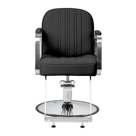 Black GABBIANO Hairdressing Chair Gabbiano Acri with adjustable height and cushioned seat, featuring modern salon design.