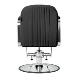 Black Gabbiano Acri hairdressing chair with adjustable height and cushioned seat and backrest.