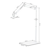 GLOW support réglable pour lampe UV/LED de pédicure – Blanc; schéma coté, base de 33 × 20,5 cm