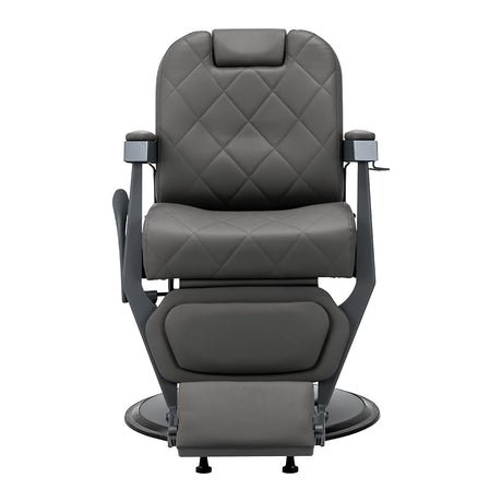 Side view of reclining Gabbiano Bruno barber chair with footrest