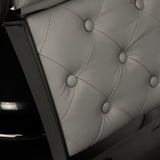 Gabbiano Francesco grey barber chair with black base, stylish barbershop furniture with padded seat and backrest