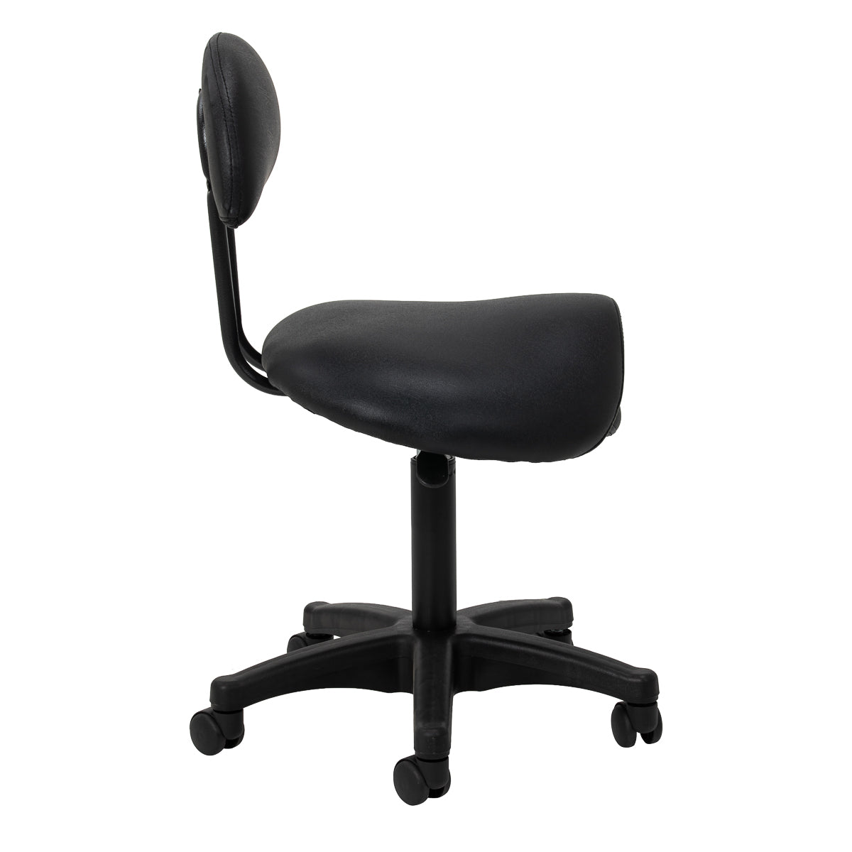 Vue latérale du tabouret ACTIVESHOP 6001 avec siège selle noir