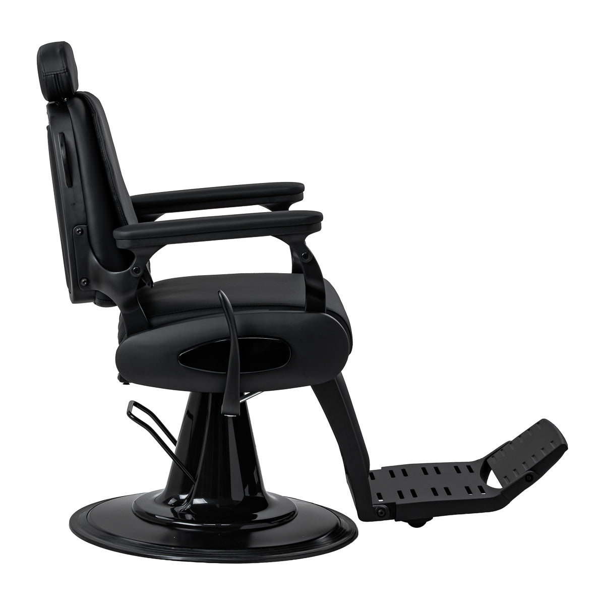 Gabbiano Francesco Fauteuil De Barbier Avec Massage – Noir, Base Noire · Vue de côté