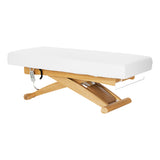 Sillon Siesta Table SPA Électrique – Blanche, Base Brun Clair · Vue générale