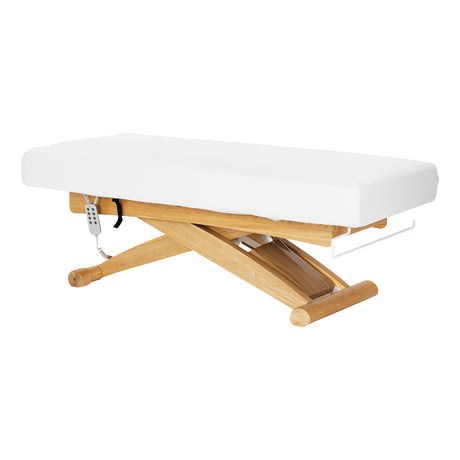 Sillon Siesta Table SPA Électrique – Blanche, Base Brun Clair · Vue générale