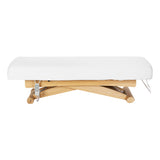 Sillon Siesta Table SPA Électrique – Blanche, Base Brun Clair · Vue de côté