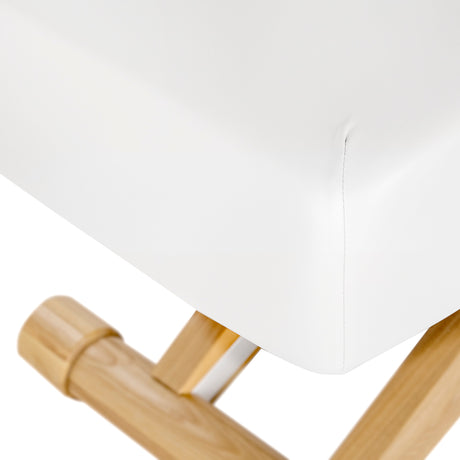 Sillon Siesta Table SPA Électrique – Blanche, Base Brun Clair · Base en bois