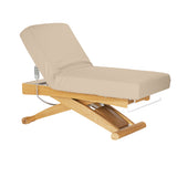 Sillon Siesta Table SPA Électrique – Beige, Base Brun Clair · Position inclinée
