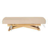 Sillon Siesta Table SPA Électrique – Beige, Base Brun Clair · Vue de côté