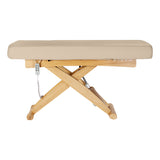 Sillon Siesta Table SPA Électrique – Beige, Base Brun Clair · Vue de côté