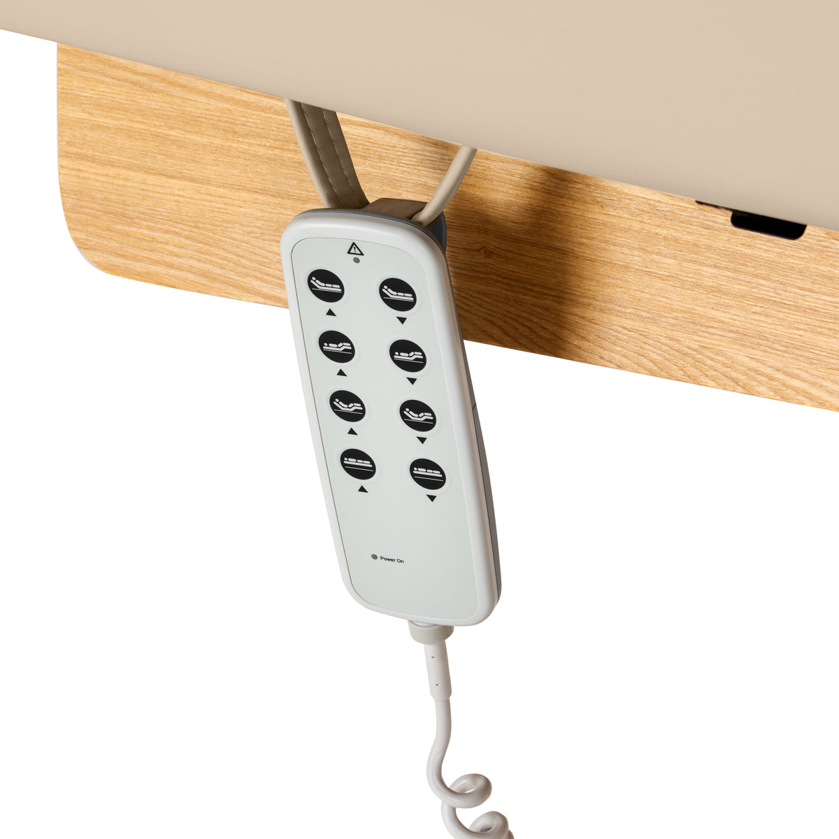 Sillon Siesta Table SPA Électrique – Beige, Base Brun Clair · Télécommande