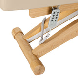 Sillon Siesta Table SPA Électrique – Beige, Base Brun Clair · Télécommande