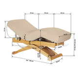 Sillon Siesta Table SPA Électrique – Beige, Base Brun Clair · Schéma des dimensions