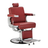 Gabbiano Visionerio+ fauteuil de barbier hydraulique – Rouge, cadre chromé; vue de trois quarts