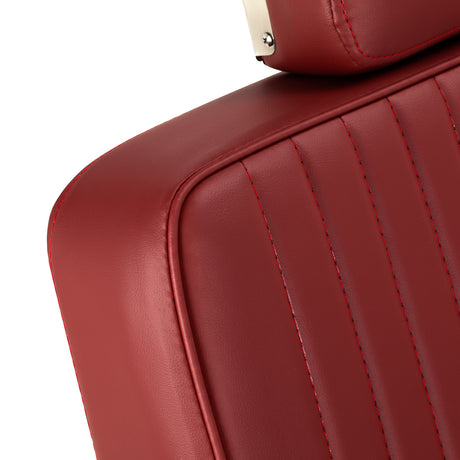 Gabbiano Visionerio+ fauteuil de barbier hydraulique – Rouge, cadre chromé; revêtement du haut du dossier