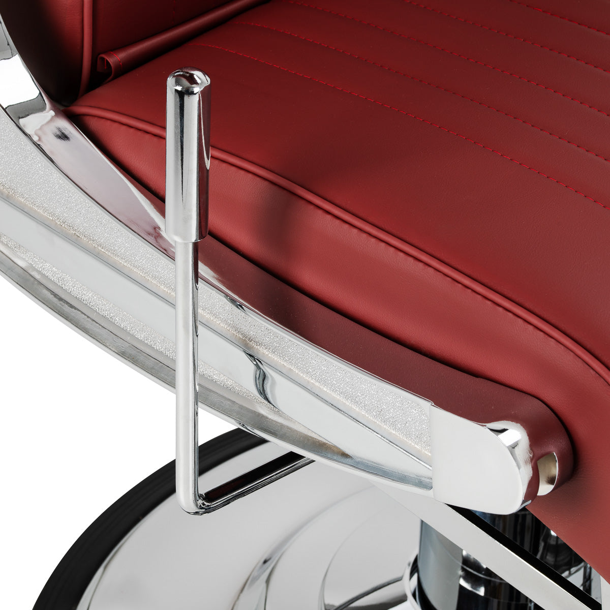 Gabbiano Visionerio+ fauteuil de barbier hydraulique – Rouge, cadre chromé; levier de réglage latéral et cadre