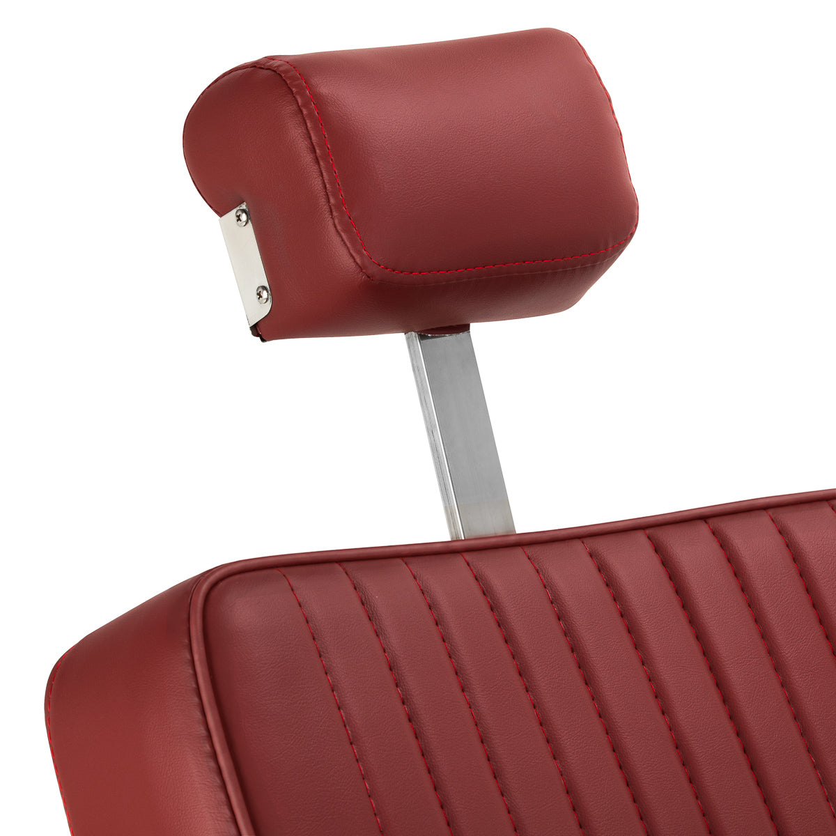 Gabbiano Visionerio+ fauteuil de barbier hydraulique – Rouge, cadre chromé; appui-tête déployé
