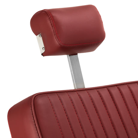 Gabbiano Visionerio+ fauteuil de barbier hydraulique – Rouge, cadre chromé; appui-tête déployé