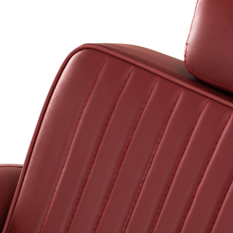 Gabbiano Visionerio+ fauteuil de barbier hydraulique – Rouge, cadre chromé; coutures du haut du dossier