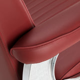 Gabbiano Visionerio+ fauteuil de barbier hydraulique – Rouge, cadre chromé; dessous de l’accoudoir rembourré