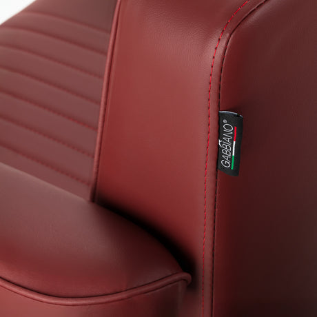 Gabbiano Visionerio+ fauteuil de barbier hydraulique – Rouge, cadre chromé; étiquette Gabbiano et revêtement latéral