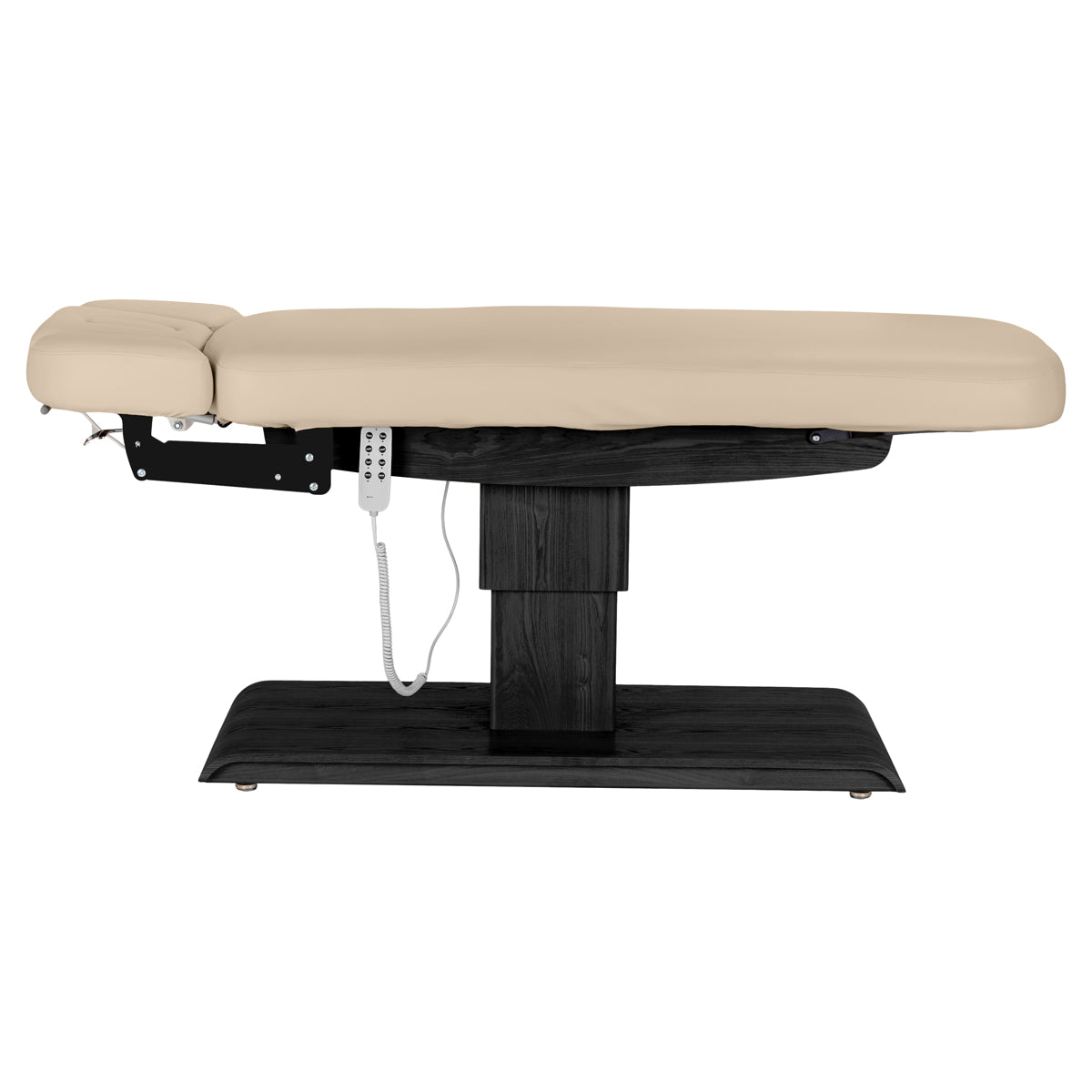 Table SPA Électrique Sillon Relax – Beige, Base Noir · Vue de côté