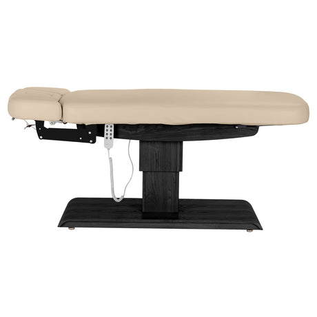 Table SPA Électrique Sillon Relax – Beige, Base Noir · Vue de côté