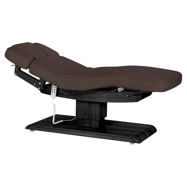 Table SPA Électrique Sillon Relax – Brun Foncé, Base Noir · Vue générale
