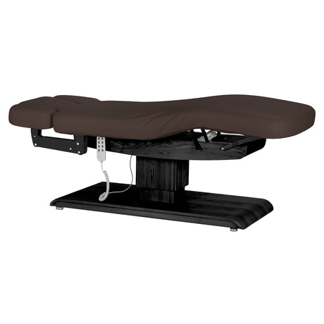Table SPA Électrique Sillon Relax – Brun Foncé, Base Noir · Vue générale
