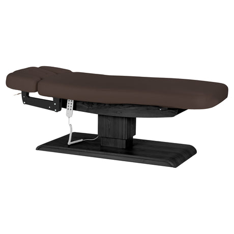 Table SPA Électrique Sillon Relax – Brun Foncé, Base Noir · Vue générale