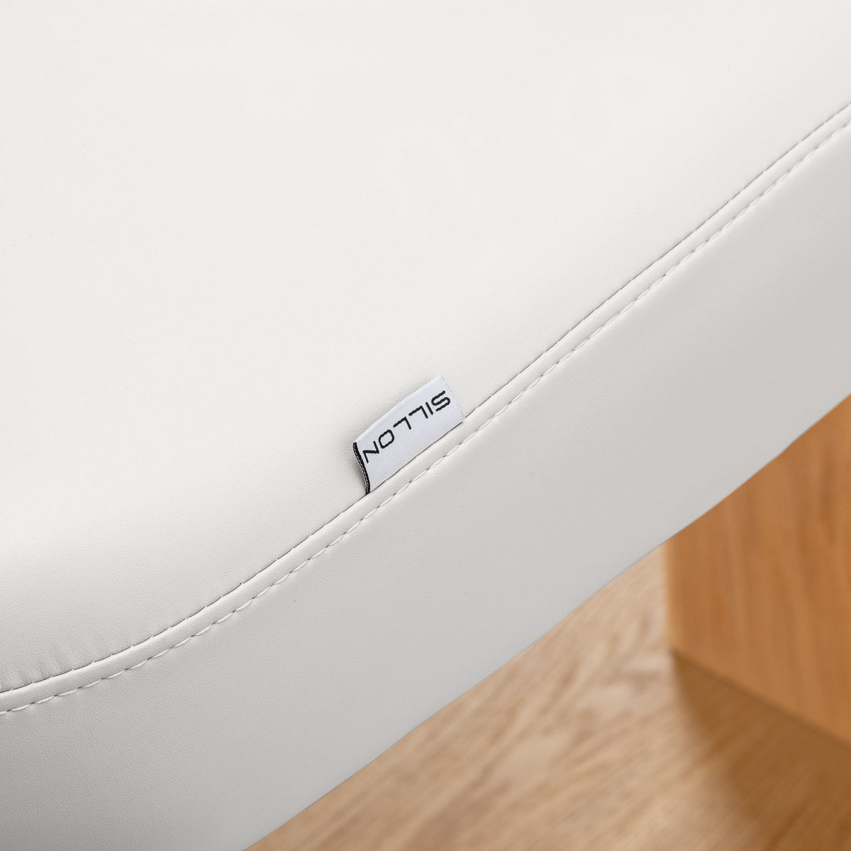 Sillon Relax · blanc / brun clair · étiquette Sillon et couture